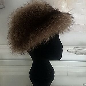 Vintage Hand Made Raccoon Fur Hat